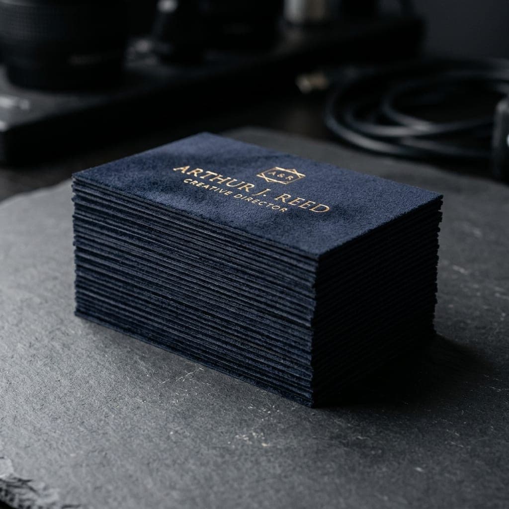 Luxury Velvet Touch Business Cards real production photo